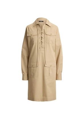 Lauren Ralph Lauren lace-up-detail mini shirt dress - Neutrals