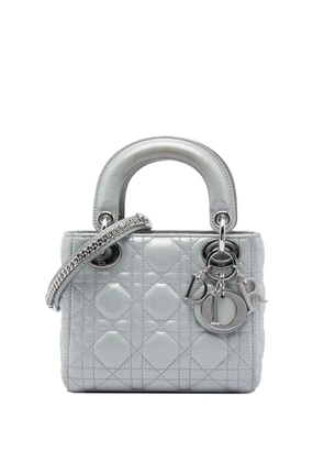 Christian Dior Pre-Owned 2016 Mini Iridescent Lambskin Cannage Lady Dior satchel - Silver
