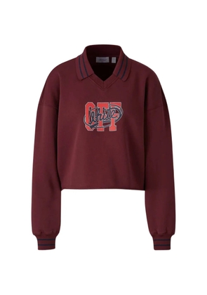 Off-White cropped cotton hoodie - Red