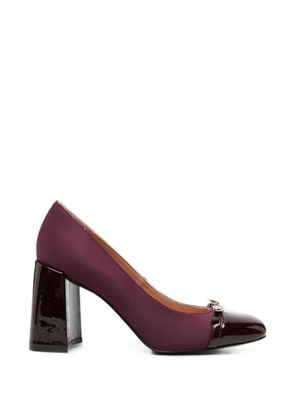 Love Moschino square-toe heart-detail pumps - Purple