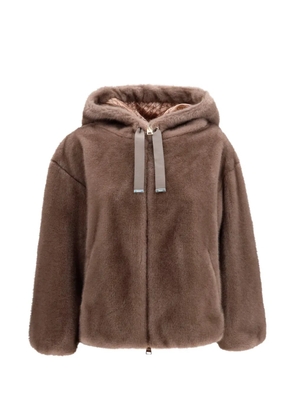 Herno faux-fur hooded jacket - Brown