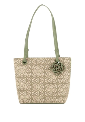 Loewe Pre-Owned 2011 Anagram Jacquard and Calfskin Square tote bag - Green
