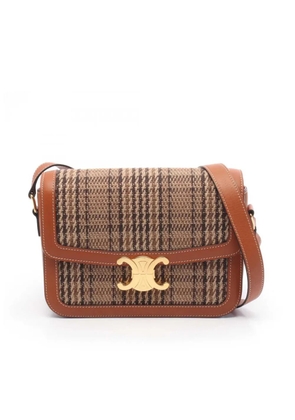 Celine Pre-Owned 2018-2021 Classique Tweed and Calfskin Triomphe crossbody bag - Brown