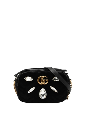 Gucci Pre-Owned 2016-2026 Mini GG Marmont Crystal Embellished Matelasse Velvet crossbody bag - Black