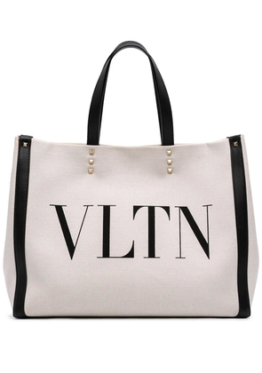 Valentino Garavani Pre-Owned 2018-2026 Medium Canvas Rockstud VLTN Tote satchel - Brown