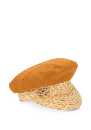 Alberta Ferretti woven-visor linen cap - Orange