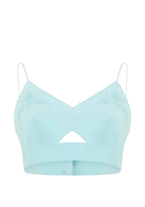 Alberta Ferretti scalloped floral-embroidered top - Blue