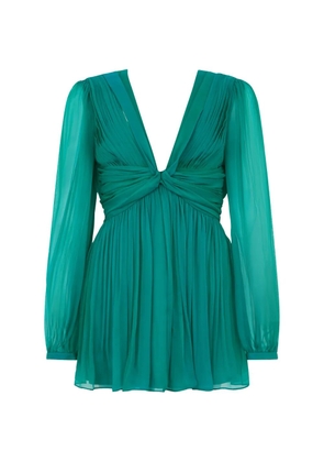 Alberta Ferretti pleated silk-chiffon mini dress - Green