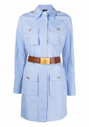Elisabetta Franchi gingham-print shirt dress - White