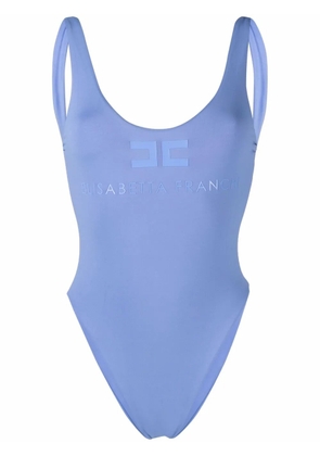 Elisabetta Franchi logo-print open-back swimsuit - Blue