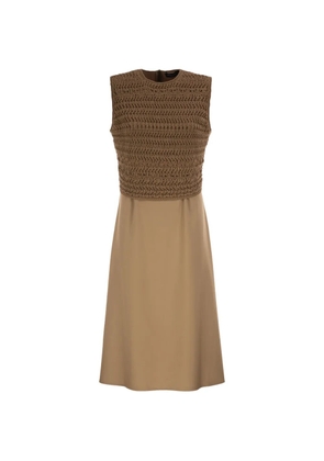 Fabiana Filippi crochet-bodice sleeveless midi dress - Brown