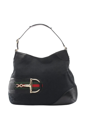 Gucci Pre-Owned 2000-2015 GG Canvas Horsebit Web shoulder bag - Black