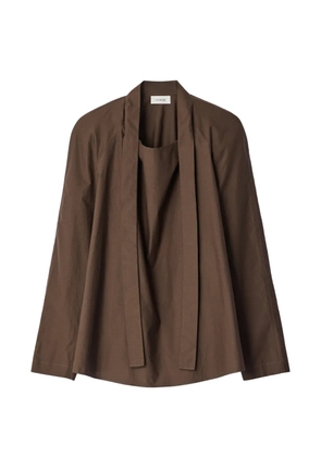 LEMAIRE Ascot blouse in washed cotton silk - Brown
