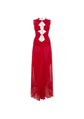 Alberta Ferretti cut-out ruched maxi dress - Red