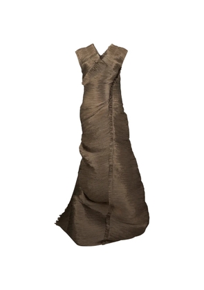 Alberta Ferretti pleated ruffled maxi dress - Brown