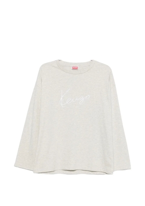 Kenzo Kenzo Signature logo-embroidered long-sleeve T-shirt - Grey