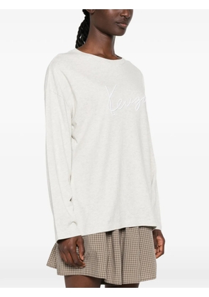 Kenzo Kenzo Signature logo-embroidered long-sleeve T-shirt - Grey