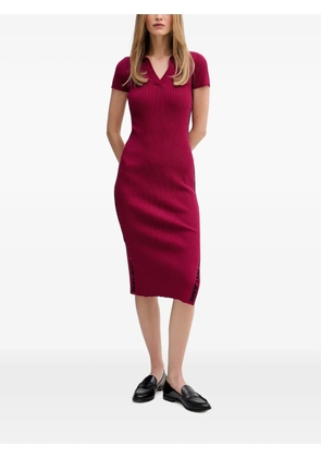 DKNY logo-tape ribbed-knit midi dress - Red