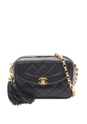 CHANEL Pre-Owned 1994-1996 Mini Quilted Lambskin Diana Tassel Camera Bag crossbody bag - Black