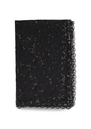 Vintage floral-lace sequin-embellished scarf - Black