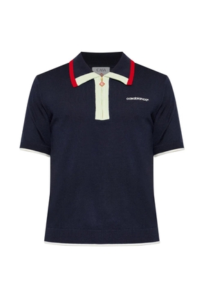 Casablanca zip-fastening logo-embroidered polo shirt - Blue