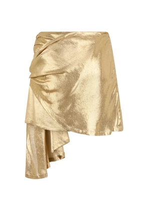 Alberta Ferretti metallic-finish draped mini skirt - Gold