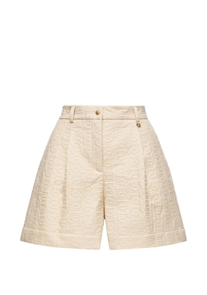 Moncler logo-jacquard pleated shorts - Neutrals