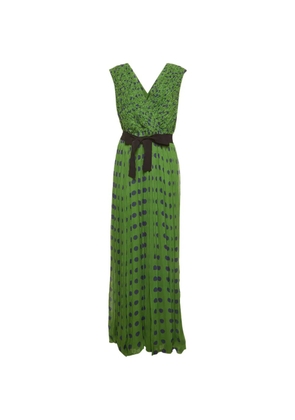 Carolina Herrera Vintage polka dot-print plissé maxi dress - Green
