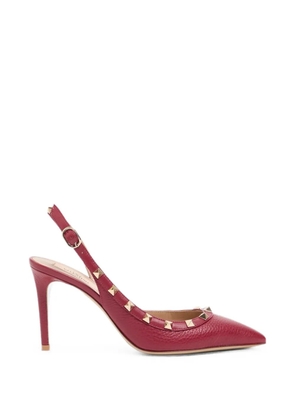 Valentino Garavani Rockstud slingback in elk-print calfskin pumps - Red