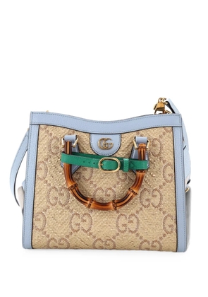 Gucci Pre-Owned Diana NM Bamboo Handle GG Raffia Small tote bag - Blue