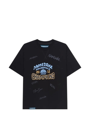 NAMESAKE crew-neck graphic-print T-shirt - Black