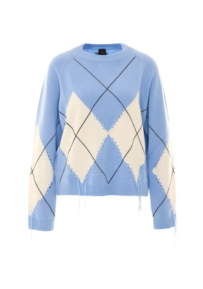 PINKO Berna argyle-intarsia distressed sweater - Blue