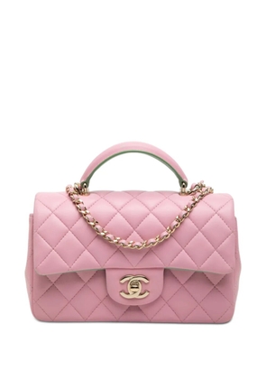 CHANEL Pre-Owned 2021-2026 Mini Rectangular Bicolor Quilted Lambskin Top Handle Flap satchel - Pink