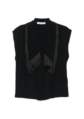 SIMONA CORSELLINI fringe-trim sleeveless shirt - Black