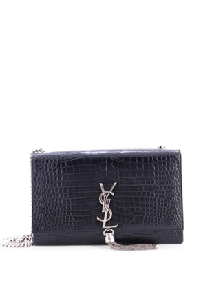 Saint Laurent Pre-Owned Classic Monogram Tassel Crocodile Embossed Leather Medium crossbody bag - Black