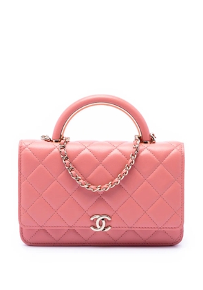CHANEL Pre-Owned 2021-2026 Mini Rectangular Lambskin Paris Le19M Charming Top Handle Flap satchel - Pink