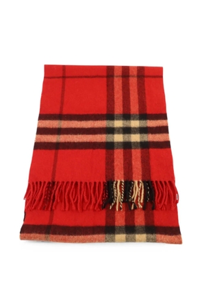 Burberry Pre-Owned check-pattern fringed scarf - Red