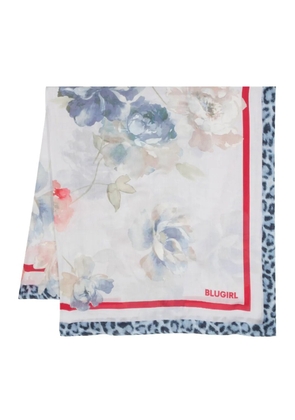 Blugirl faded-effect floral-print scarf - Blue