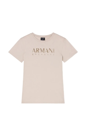 Armani Exchange rhinestone-logo T-shirt - Neutrals