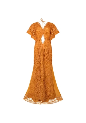 Alberta Ferretti cut-out silk party dress - Orange
