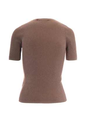 Max Mara ribbed-knit metallic-thread T-shirt - Neutrals