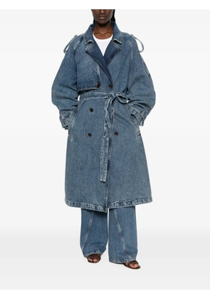 ANINE BING Rickie double-breasted belted denim coat - Blue