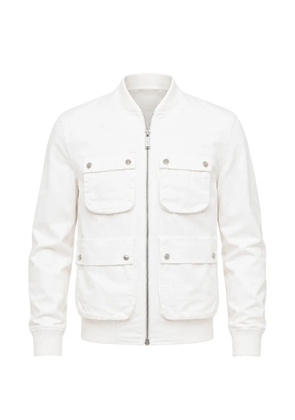 DSQUARED2 distressed utility-pockets cotton bomber jacket - White
