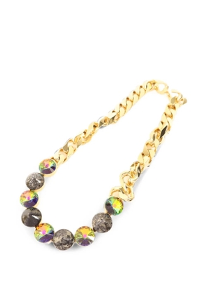 Fendi Pre-Owned crystal curb chain necklace - Gold
