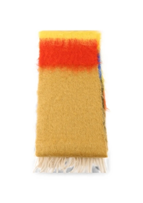 Loewe Pre-Owned Anagram-patch fringed scarf - Yellow