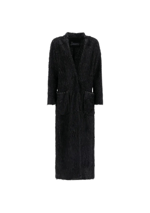 Herno shaggy-knit single-breasted coat - Black