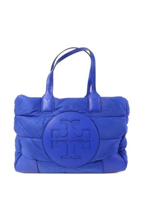 Tory Burch quilted logo-patch shoulder bag - Blue