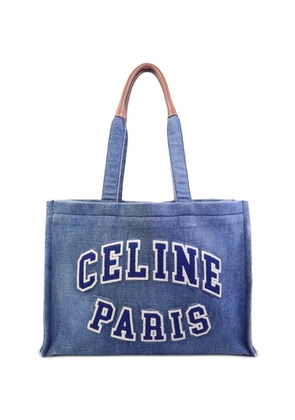 Celine Pre-Owned logo-patch denim tote bag - Blue