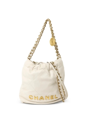 CHANEL Pre-Owned Mini 22 leather bucket bag - White