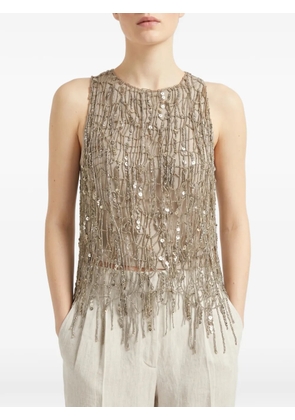 Brunello Cucinelli sequin-embellished sleeveless blouse - Gold